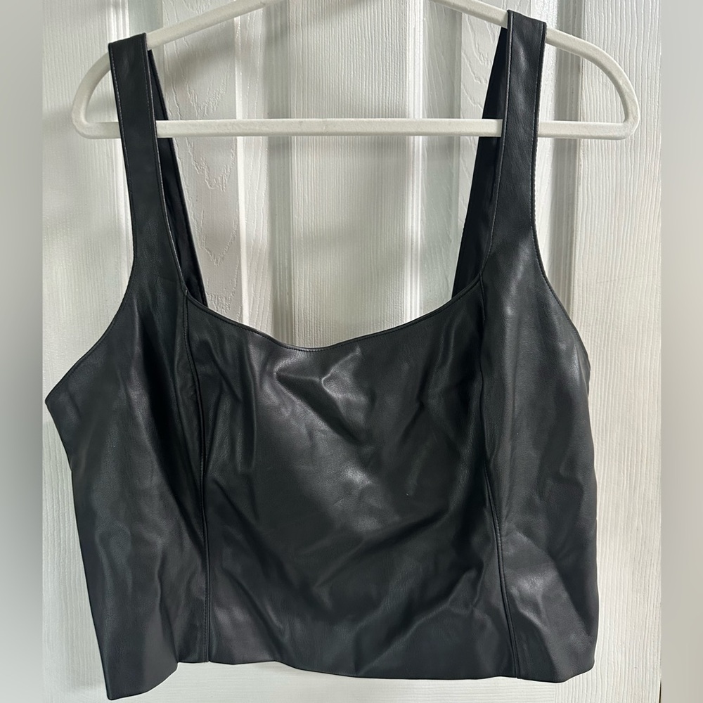 Abercrombie & Fitch Black Leather Crop Top